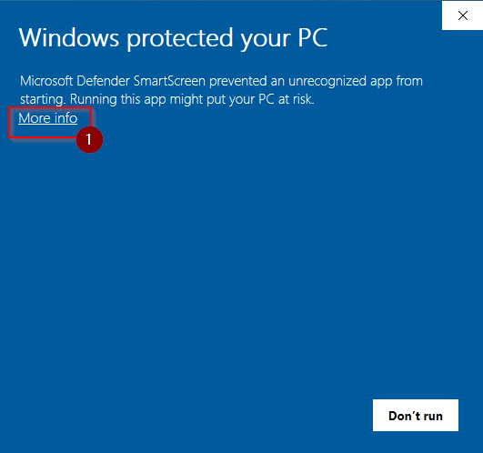 Windows protected your PC – More info nuoroda