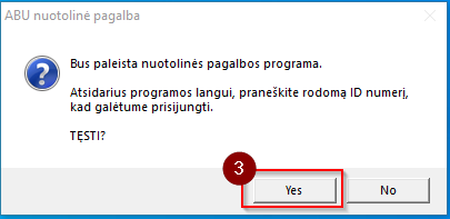 ABU nuotolinė pagalba – Yes mygtukas