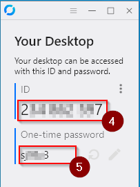 Programos langas su ID ir vienkartiniu slaptažodžiu